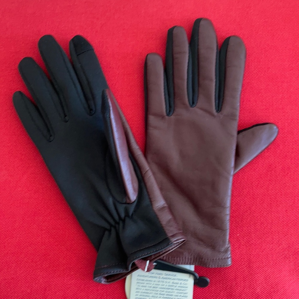 G.H. Bass & Co. Gloves, M, Leather burgundy, New